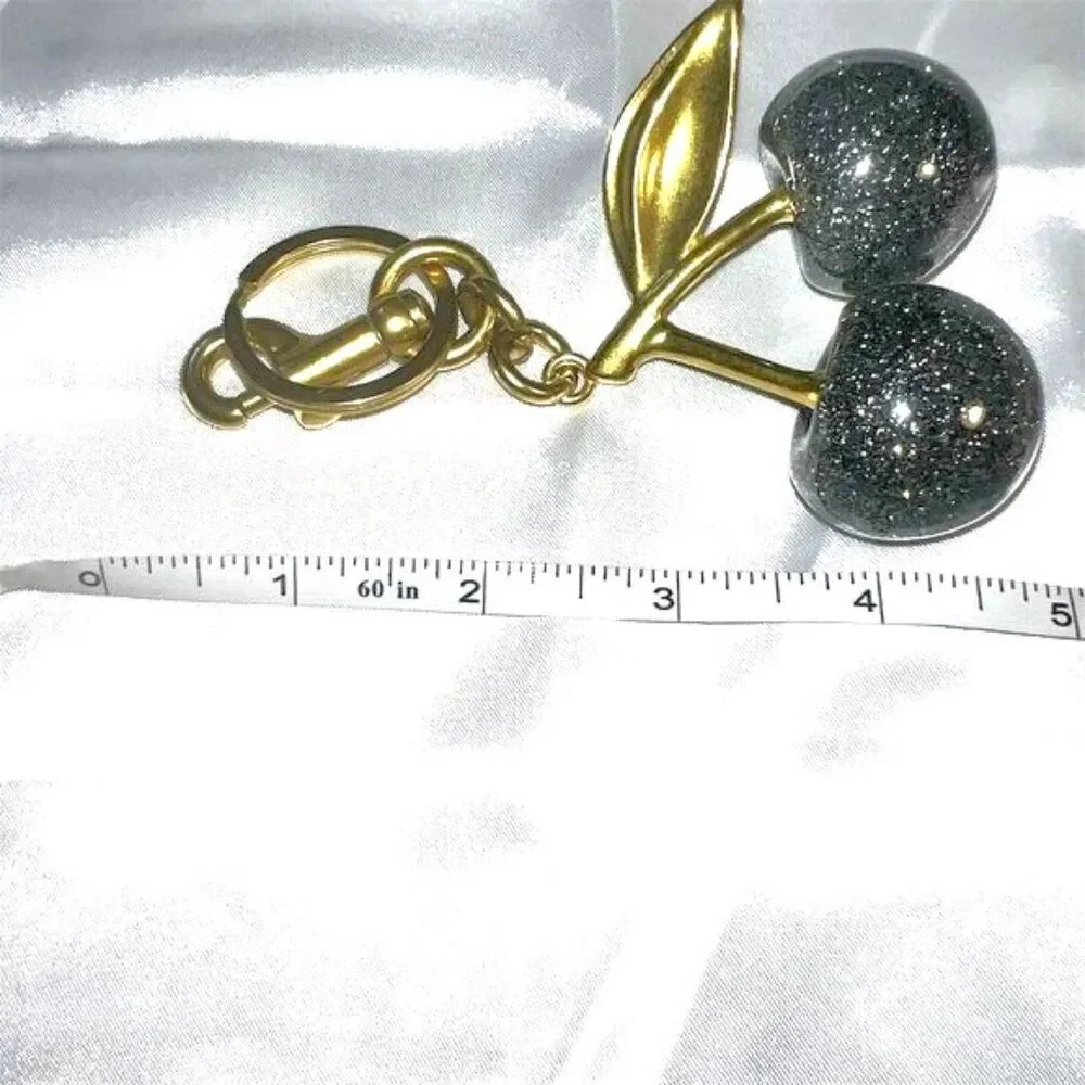 Silver Glitter Cherry Keychain Bag Charm Unisex Chic